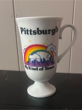 Pittsburgh Rainbow Footed Mug - White